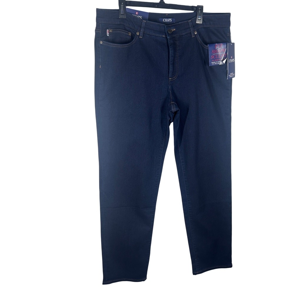 Chaps Womens Jeans 18W Straight Leg Dark‎ Wash Fit Shape Sculpt Mid Rise NEW